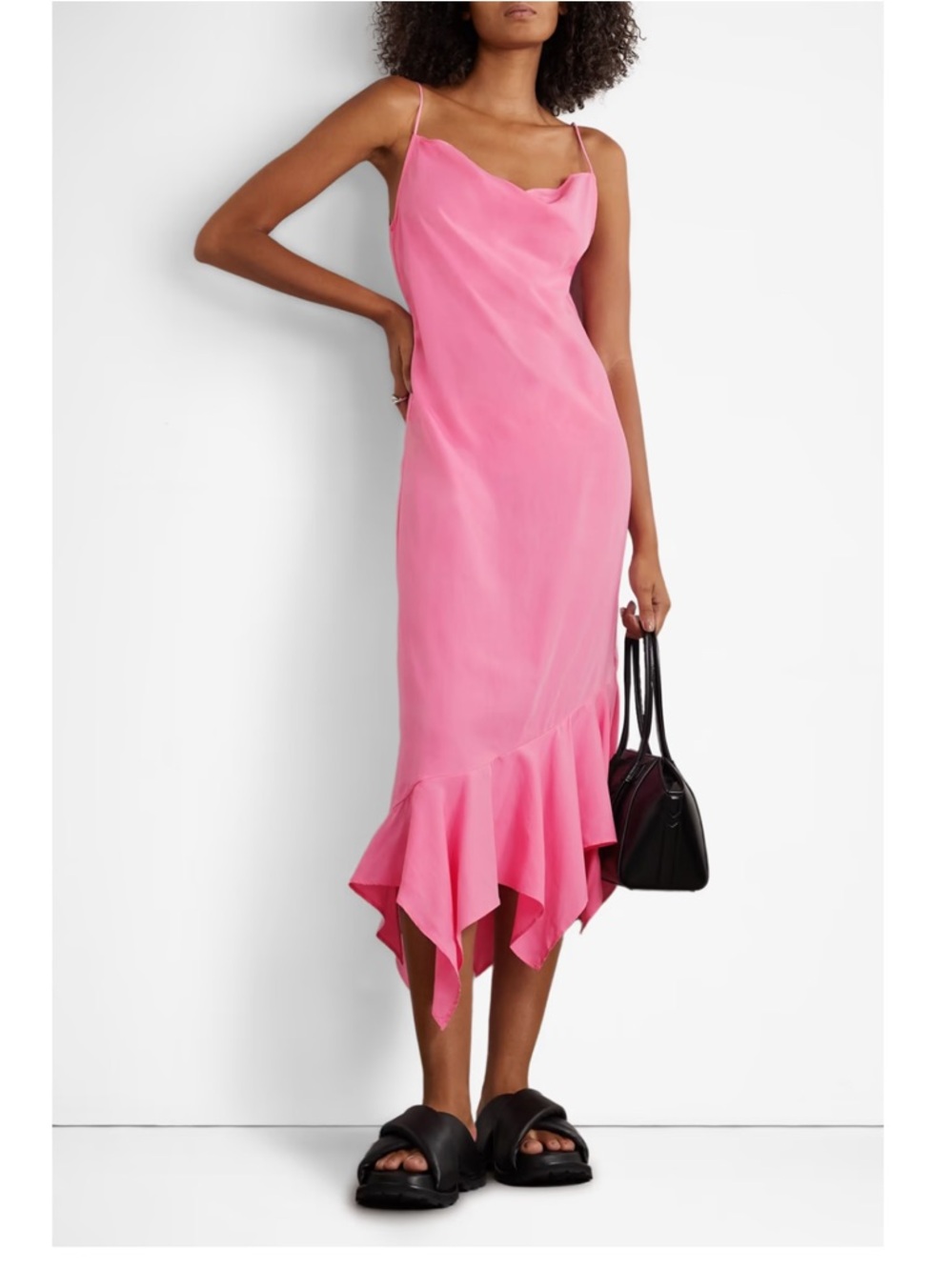 Marques’ Almeida Midi Dress in Pink Tensel Ruffle US 4-6 NEW $450